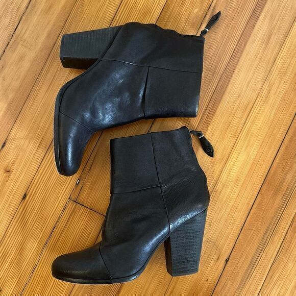 rag & bone Newbury Black Leather Ankle Booties Size 7.5 - Picture 1 of 7